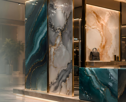 stacked patterned acrylic sheets with built-in decorative effects